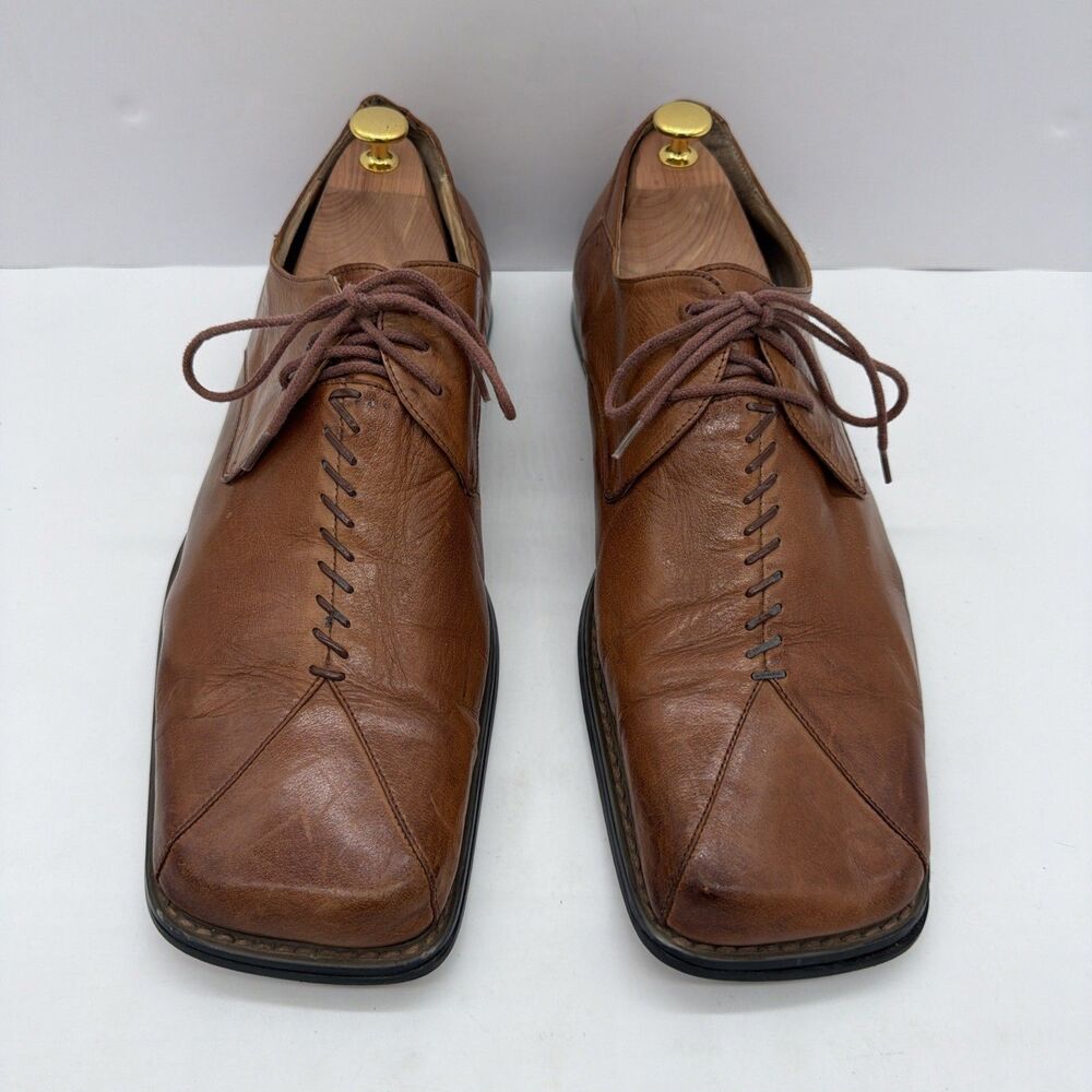 Giorgio V Mens Shoes Brown Vero Cuoio Leather Dress Square Toe Oxford Size 14 M